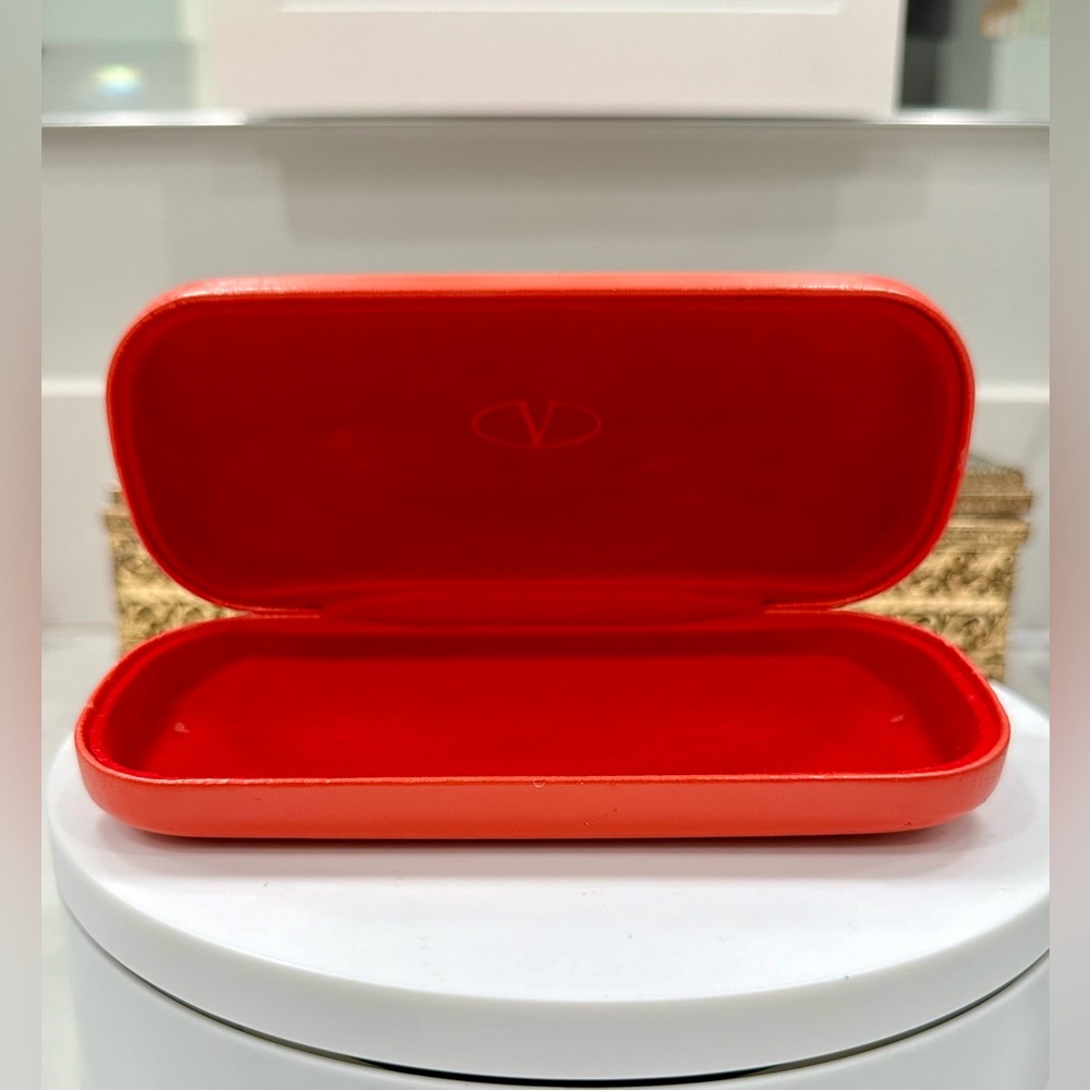 Valentino - Red Leather-Covered Hinged Eyeglass/Sunglass/Eyewear Hard-Case VGUC - Picture 11 of 15